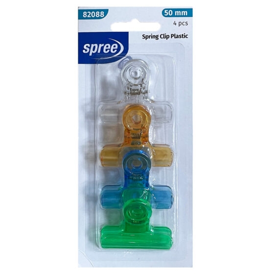 Clips - Plastic Bulldog Clips (Multicoloured pack of 4) - (Spree)