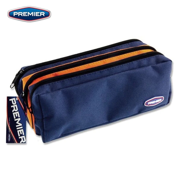 Pencil Cases - Coloured Pocket With 3 Compartments - (Premier)