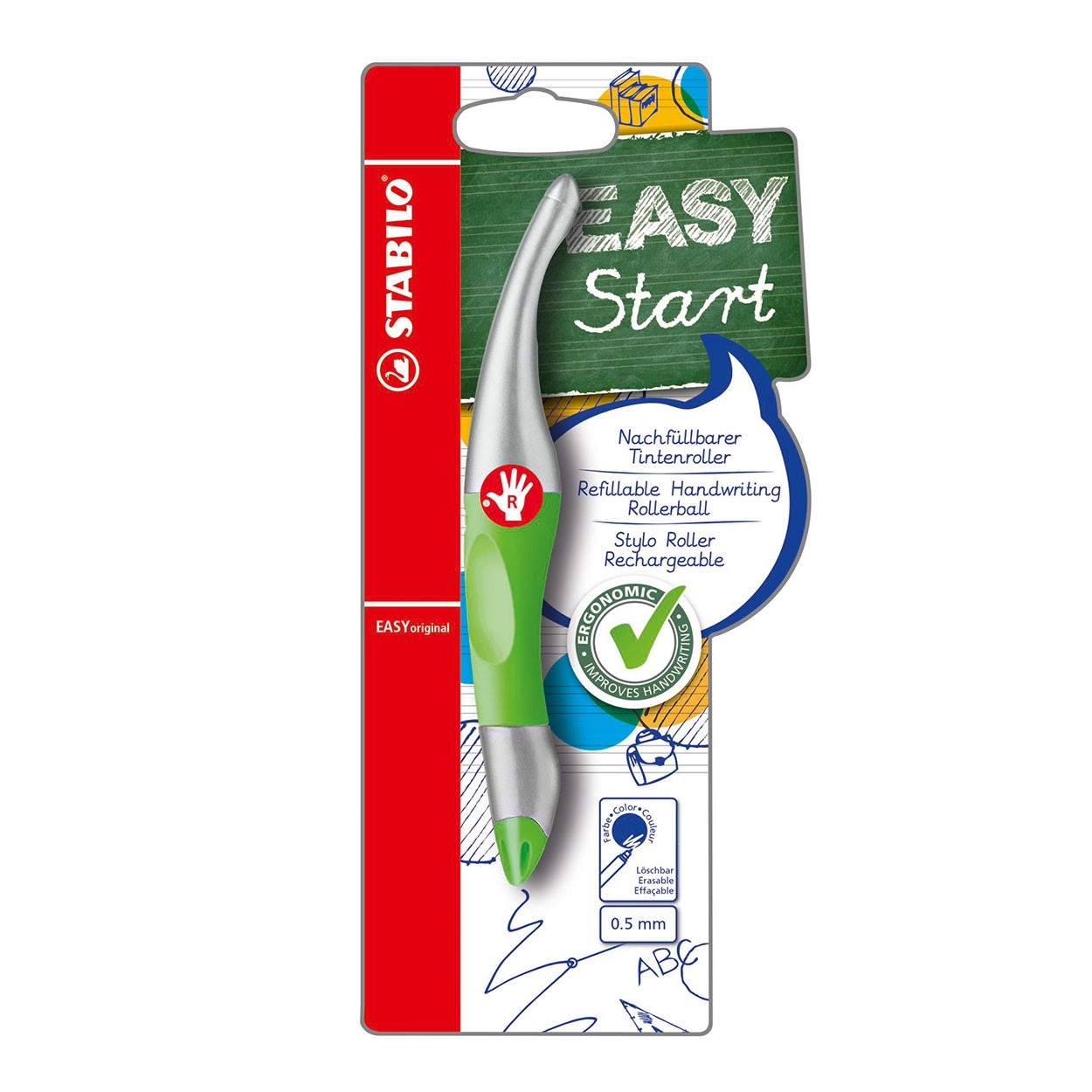 Pens - Ergonomic Refillable Handwriting Rollerball for Right-Handers - (Stabilo)