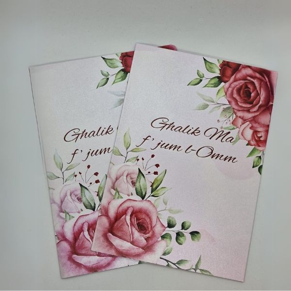 Cards - Għalik Ma f'Jum l-Omm/Għalik Nanna f'Jum l-Omm (Pink Rose) - Għalik Ma f'Jum l-Omm
