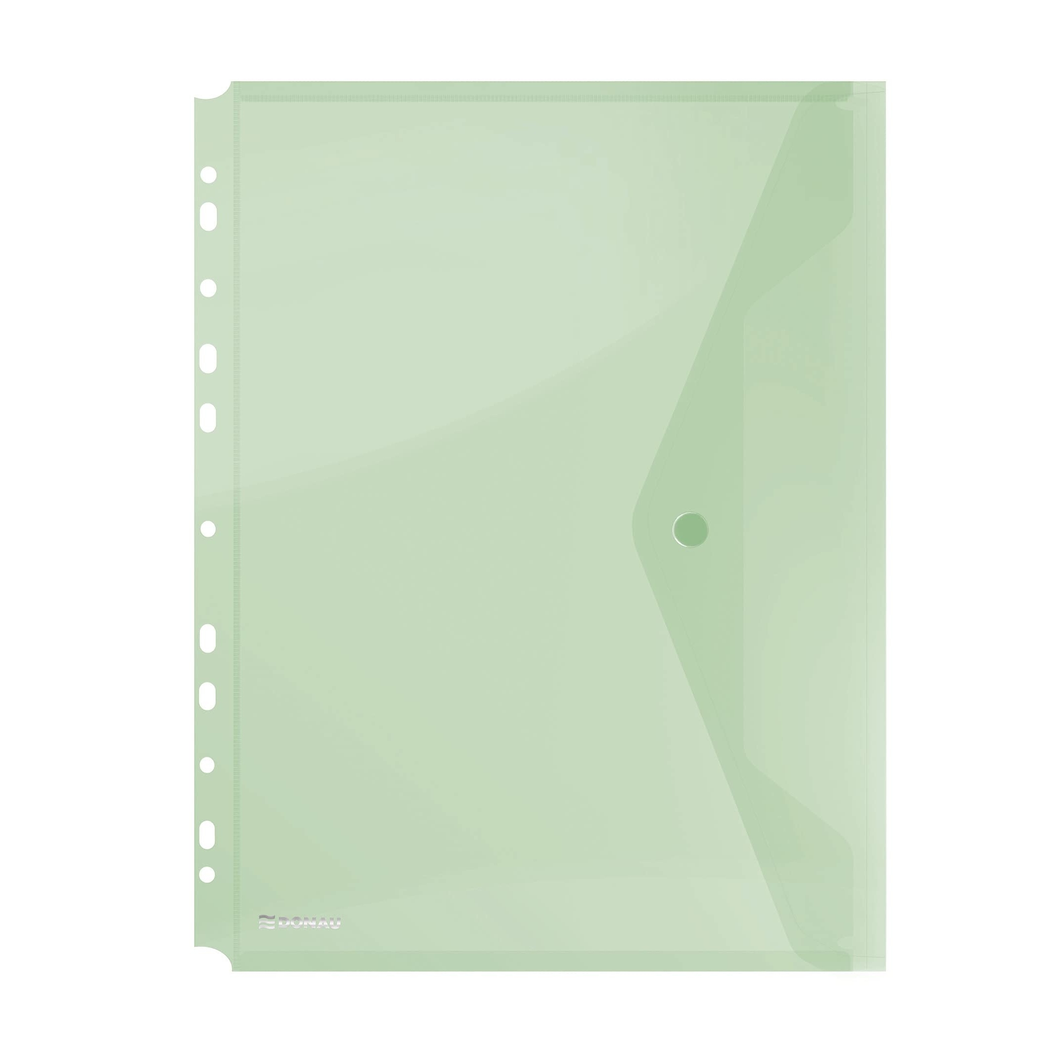 Folders - Transparent Button Folder A4 with Punched Holes - (Donau)