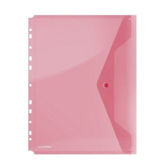Folders - Transparent Button Folder A4 with Punched Holes - (Donau)