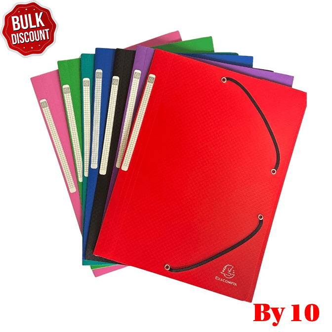 BULK DISCOUNT: Box of 10 Files with Elastic Closure (Exacompta)