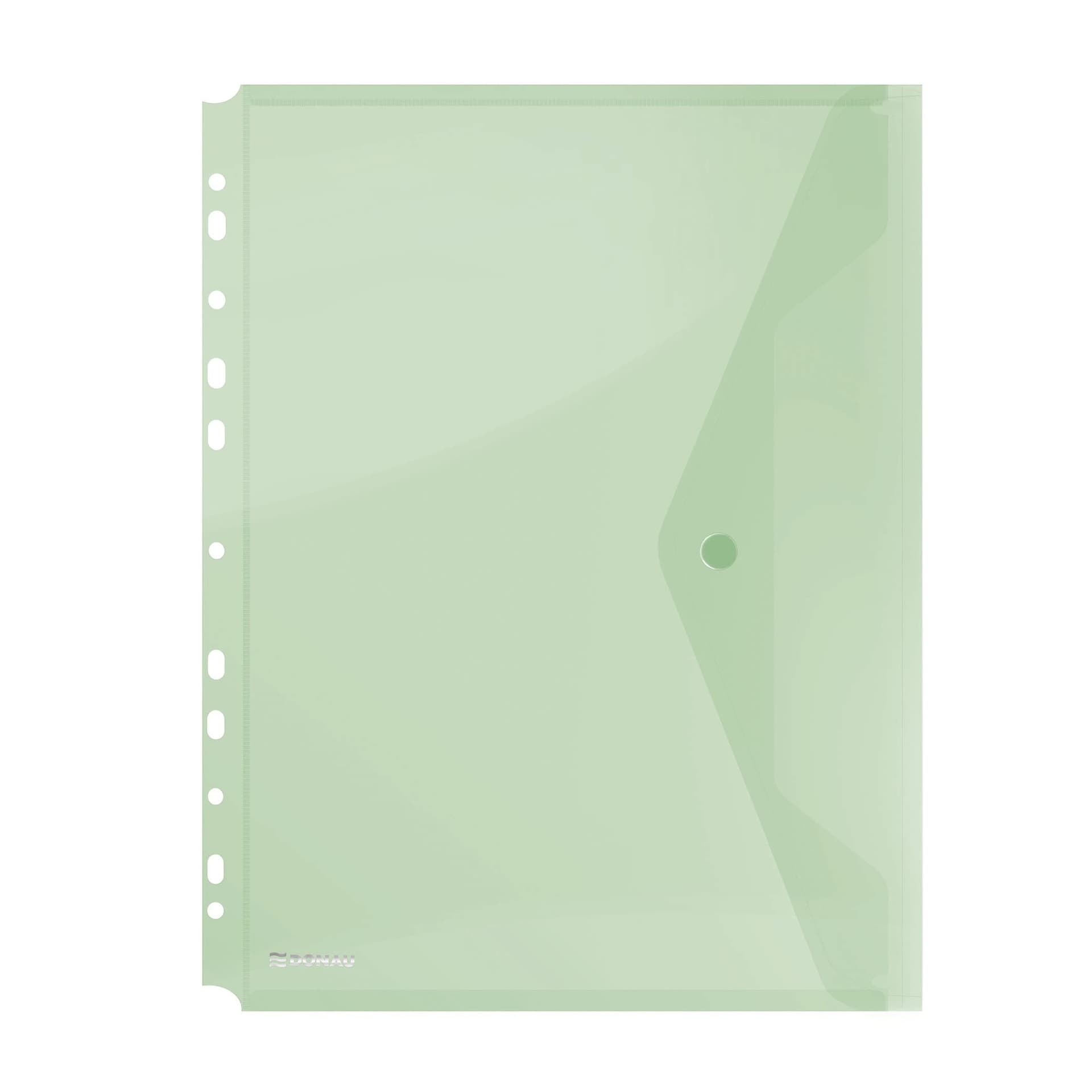 Folders - Transparent Button Folder A4 with Punched Holes - (Donau)