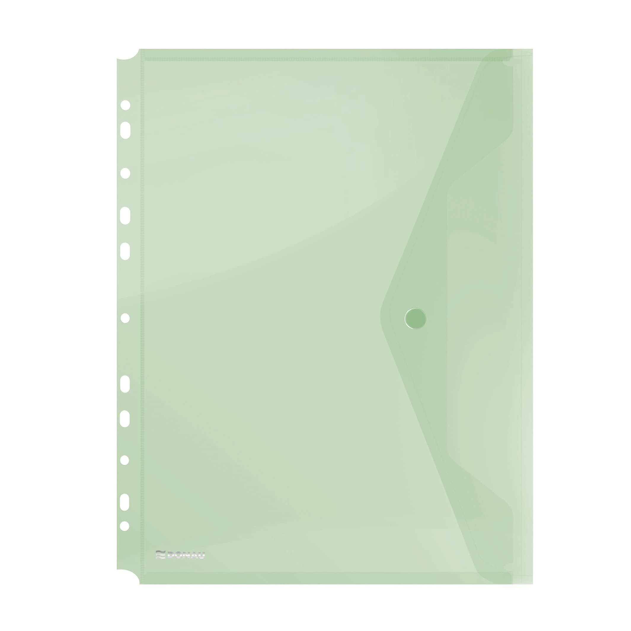 Folders - Transparent Button Folder A4 with Punched Holes - (Donau)