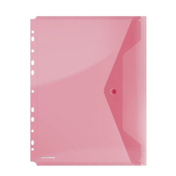 Folders - Transparent Button Folder A4 with Punched Holes - (Donau)