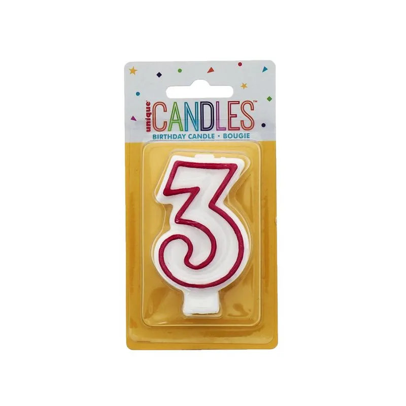 Numbered Birthday Candles 3 - (Unique)