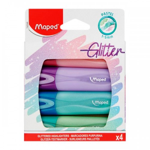 Highlighters - Glitter Pastel Highlighters x4 - (Maped)