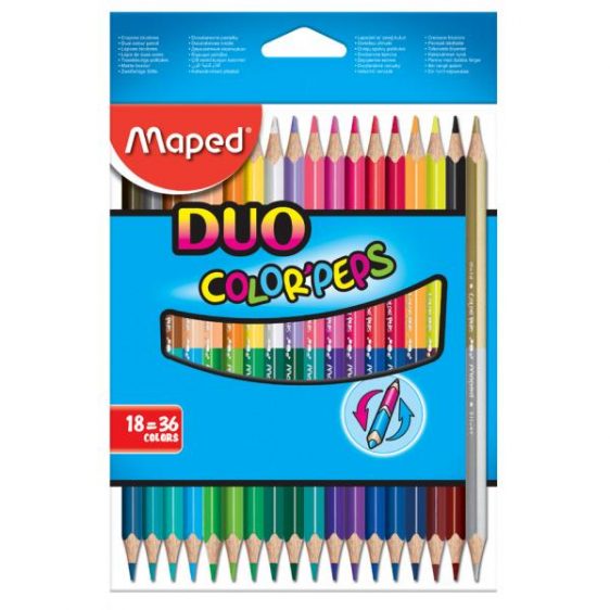 Colouring Pencils - Duo Triangular Pencil Colours - (Maped) - Pack of 18 (36 colours)