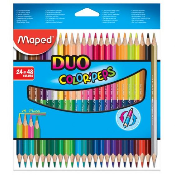 Colouring Pencils - Duo Triangular Pencil Colours - (Maped) - Pack of 24 (48 colours)