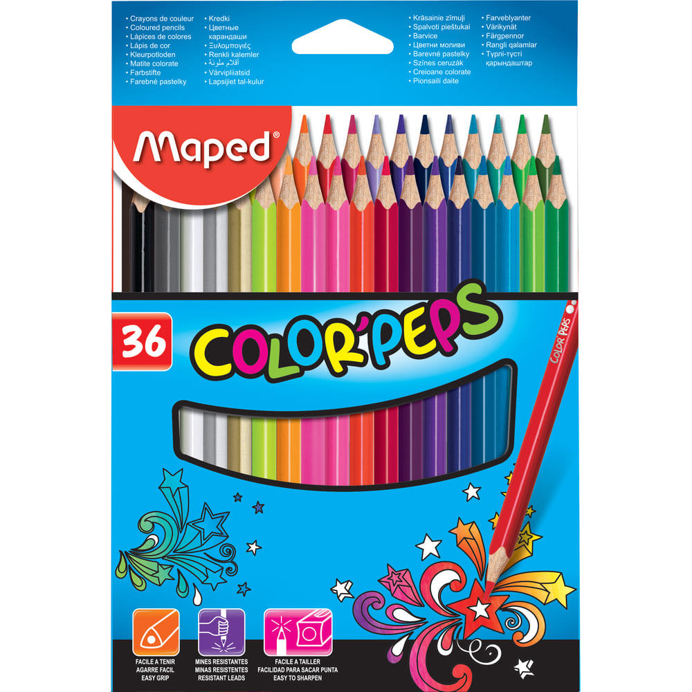 Colouring Pencils - Triangular - (Maped) - x 36 Pencils