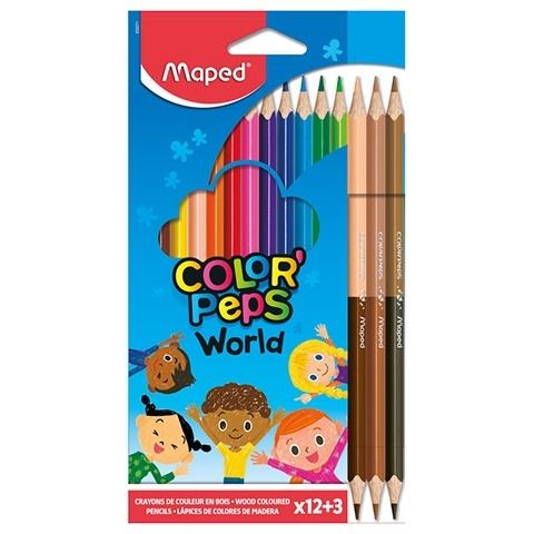 Colouring Pencils - Colorpeps World x12+3 - (Maped)