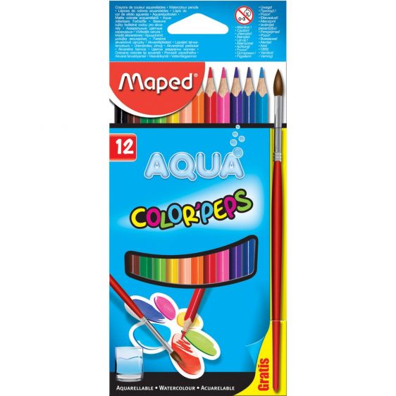 Colouring Pencils - Aquarelle Watercolour Pencils - (Maped) - Pack of 12