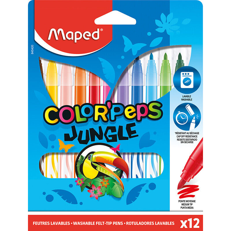 Markers - Washable Felt-Tip Pens/Gem Markers Jungle - (Maped)