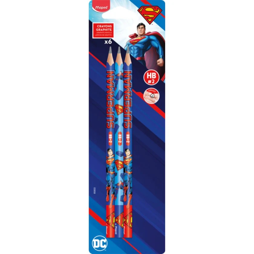 Pencils - Superman Pack of 6 Pencils - (Maped)