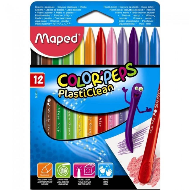 Crayons - Plastic Crayons - (Maped) - x12 Crayons