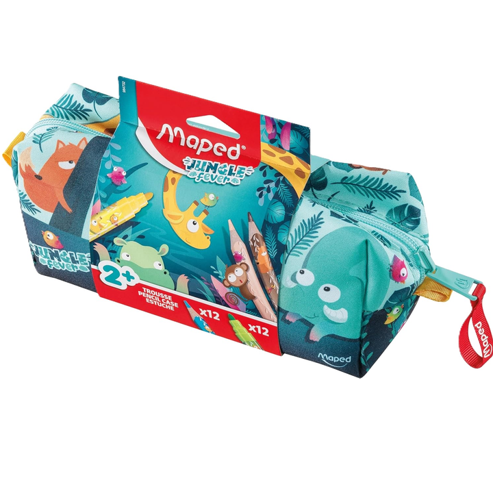Pencil Cases - Jungle Fever Pocket with Pens & Pencils - (Maped)