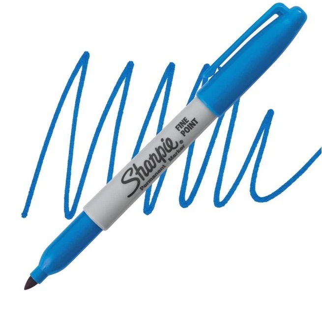 Markers - Fine Point Permanent Markers - (Sharpie) - Bright Blue