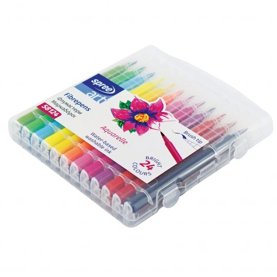 Markers – Water Based Brush Tip Fibrepens – (Spree) - By 24