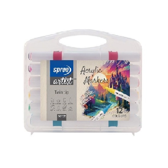 Markers - Acrylic Marker Artist Dual-Tip Acrylic Marker Set of 12 - (Spree)