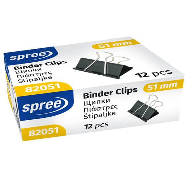 Clips - Box of 12pcs 51mm Binder Clips - (Spree)