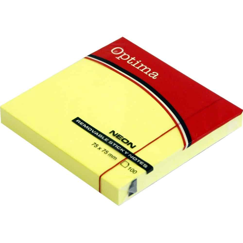Sticky Notes - 75x75mm Yellow - (Optima)