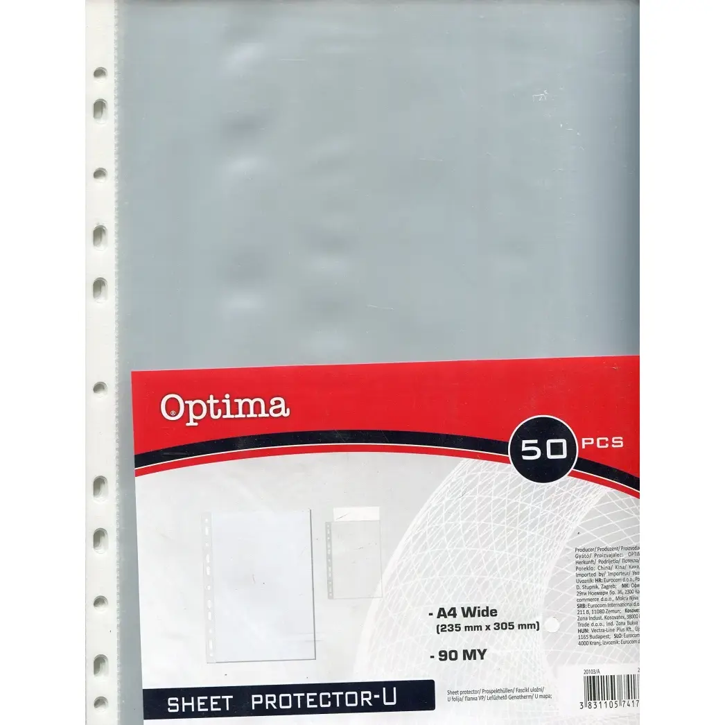 Punched Pockets A4 - Optima Pack of 50