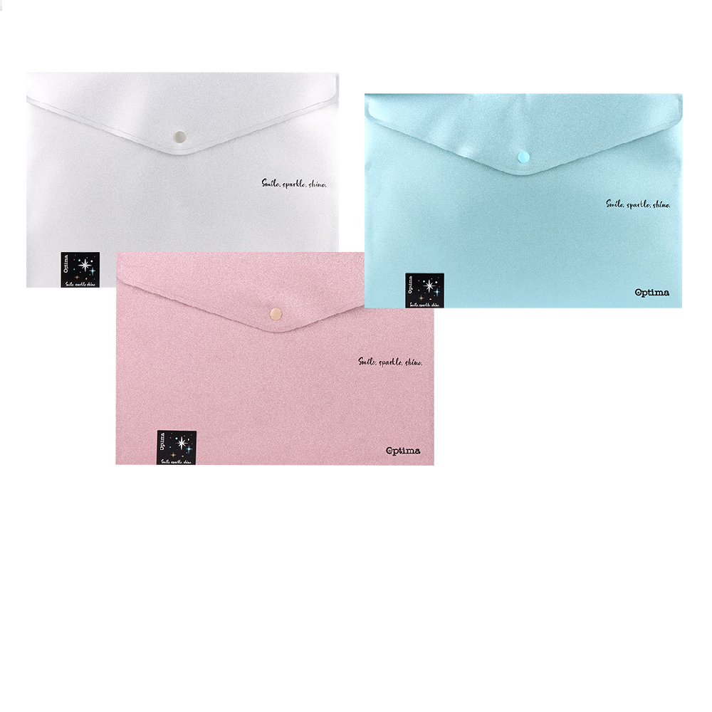 Folders - Solid Glitter A4 Button Folder - (Optima)