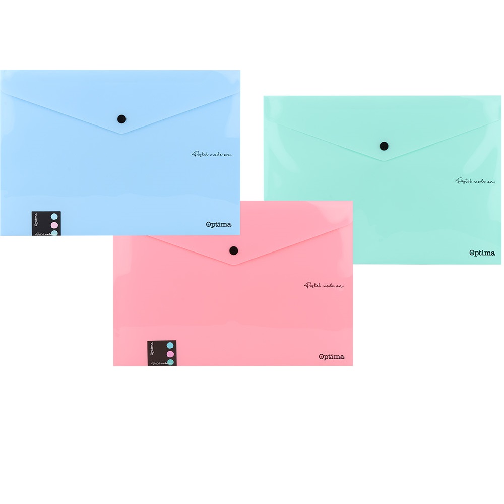 Folders - Solid Pastel A4 Button Folder - (Optima)