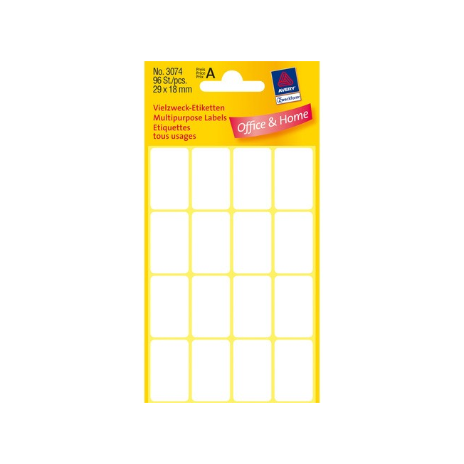 Labels - Multipurpose labels - (Avery Z-weckfrom) - 29mmX18mm 96pcs