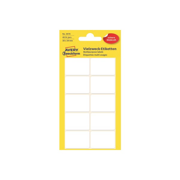 Labels - Multipurpose labels - (Avery Z-weckfrom) - 38mmX29mm 40pcs