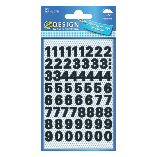Stickers - Black numbers and letters stickers - (Z Design) - Small Numbers