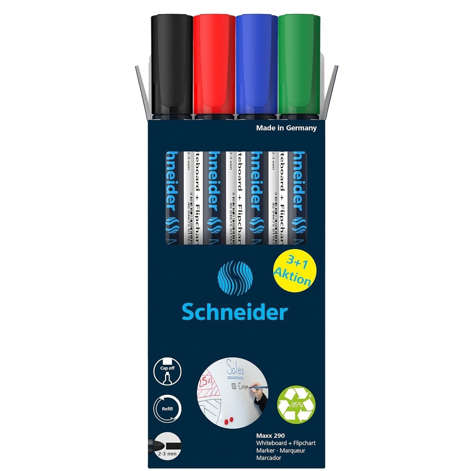 Markers - Whiteboard and Flipchart Markers Maxx 290 Pack of 4 - (Schneider)