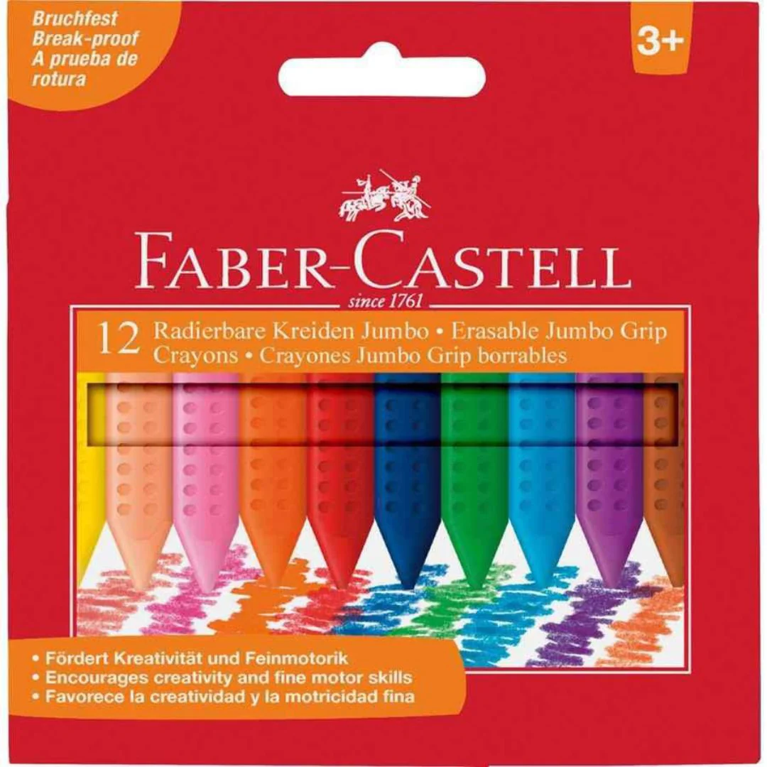 Crayons - Erasable Jumbo Grip Crayons By 12 - (Faber Castell)
