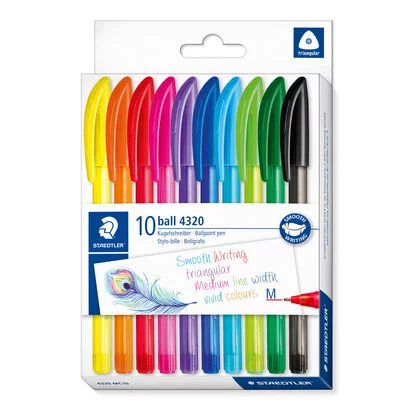 Markers - Set of 10 Coloured Ballpoint Pens - (Staedtler)