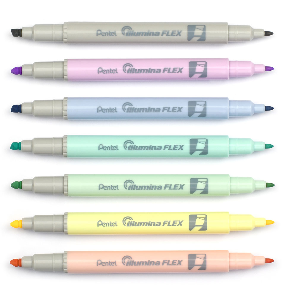 Highlighters & Markers - Illumina Flex Duo Pastel Markers - (Pentel)