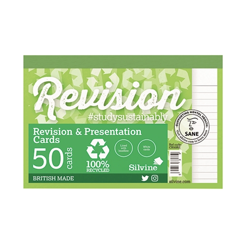 Revision and Presentation Notecards 100% Recycled - (Silvine)