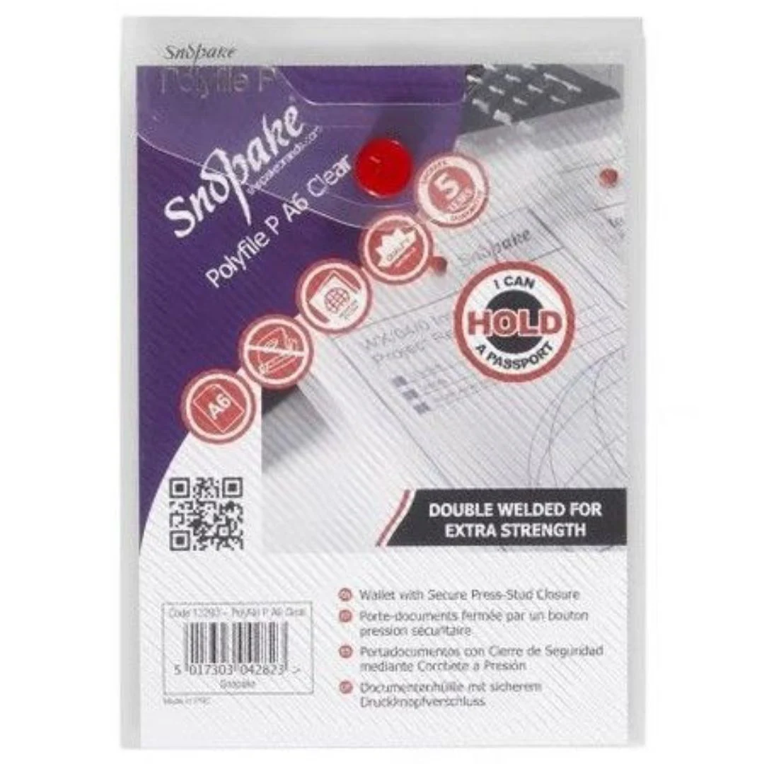 Folders - Polyfile Clear Button Folder A6 - (Snopake)