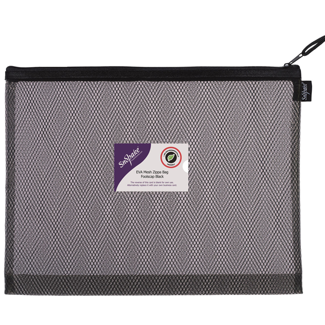 Folders - EVA Mesh Zippa Bag Black - (Snopake) - Foolscap