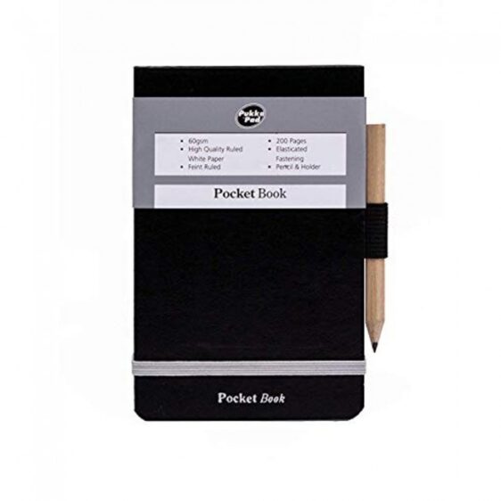 Notebooks - Black Pocket Book A7 with Pencil - (Pukka Pad)