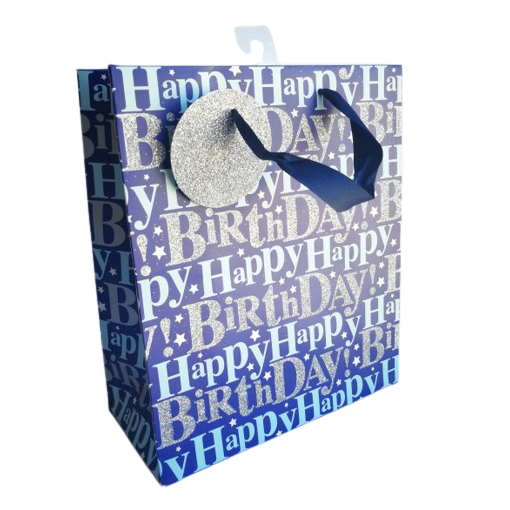 Gift Bags - Blue Happy Birthday Gift Bag - (Eurowrap)