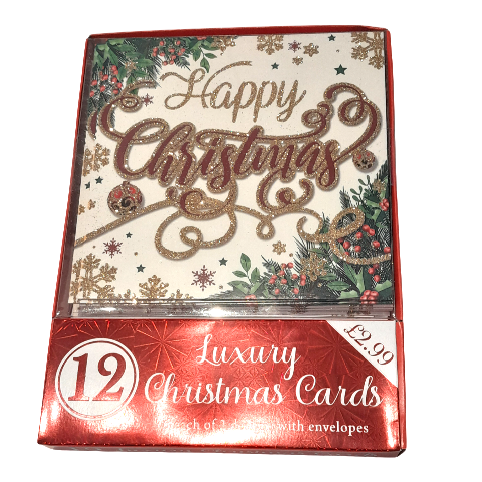 Christmas Cards - Luxury Christmas Cards by 12 - Red Box Christmas Greetings