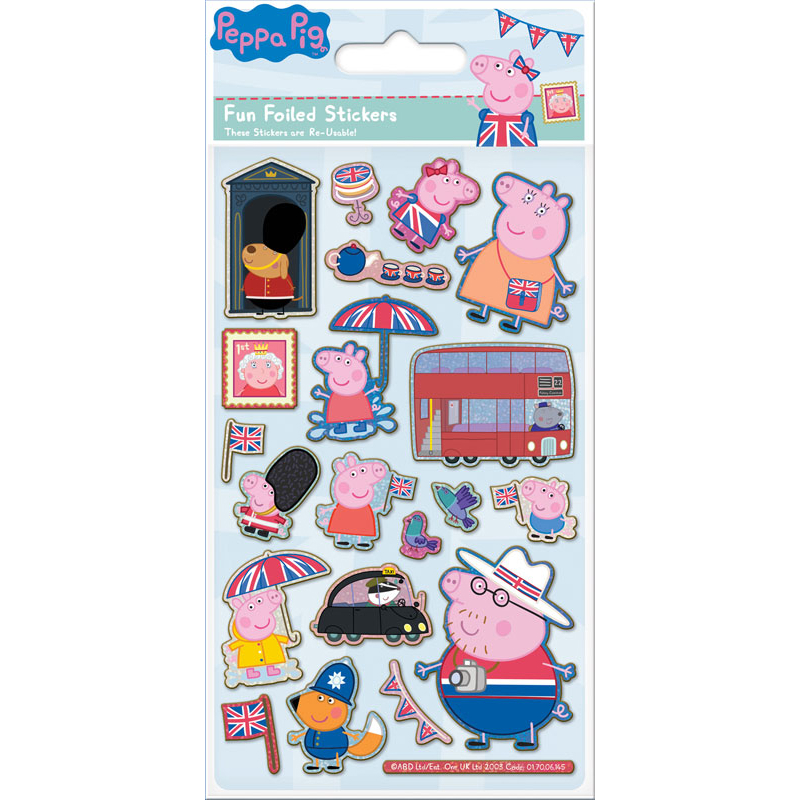 Stickers - Re-usable foiled Stickers - Peppa Pig