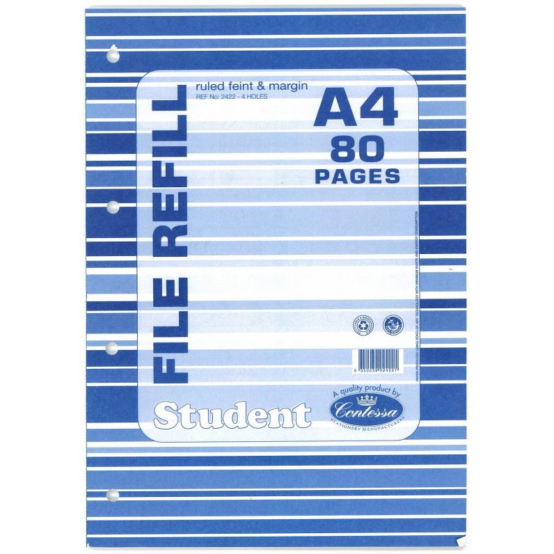 Refill Pad - A4 80 File Refill Pages - (Contessa)