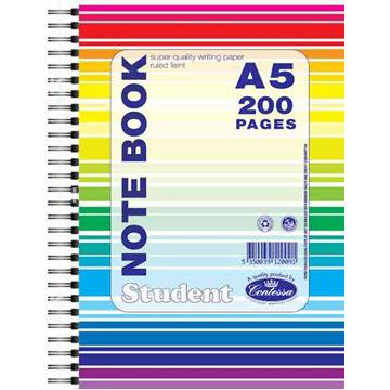 Notebooks - A5/A6/A7 Wire Bound Notebook - (Contessa) - A5 Side Bound