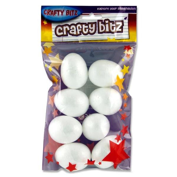 Crafts - Jablo/Polystyrene Pack of 8 Eggs - (Crafty Bitz)