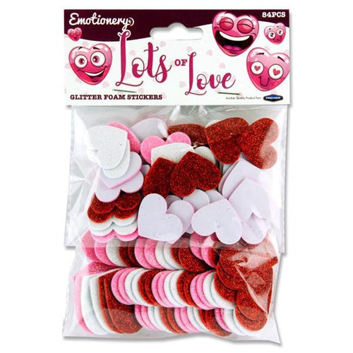Stickers - Glitter Foam Hearts - Lots Of Love (Emotionery)