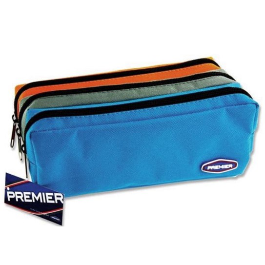 Pencil Cases - Coloured Pocket With 3 Compartments - (Premier)