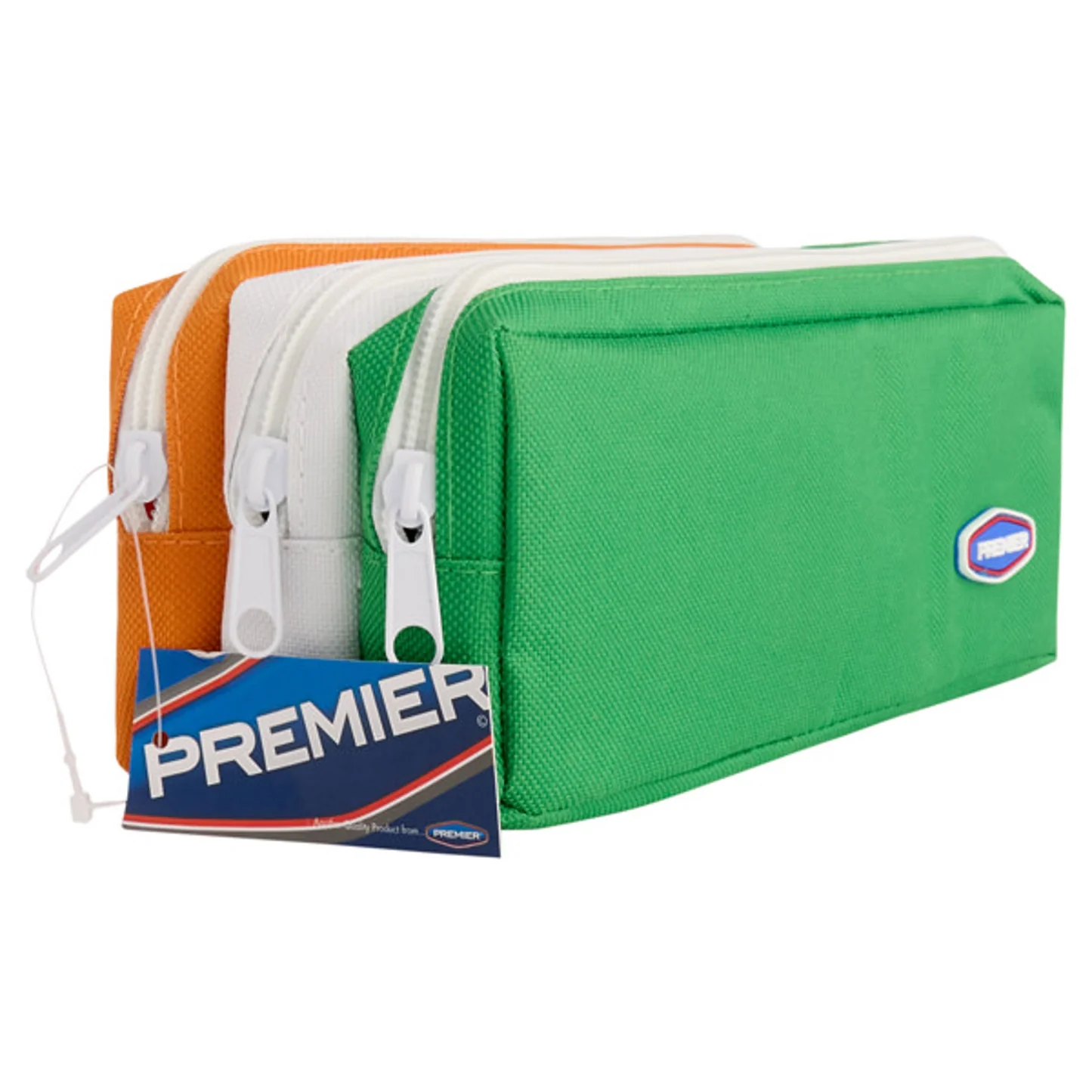 Pencil Cases - Fluorescent Coloured Pocket With 3 Compartments - (Premier)