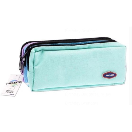 Pencil Cases - Pastel Coloured Pocket With 3 Compartments - (Premier)